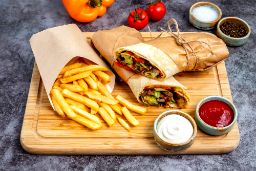 mix chicken and lamb shawarma wrap meal